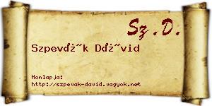 Szpevák Dávid névjegykártya